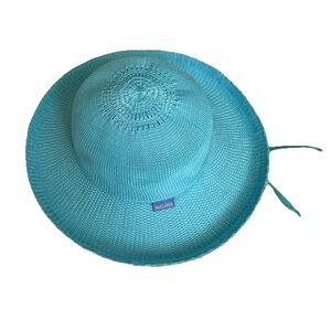Wallaroo Hat Company Women’s Victoria Sun Hat Adjustable Poly Straw Baby Blue